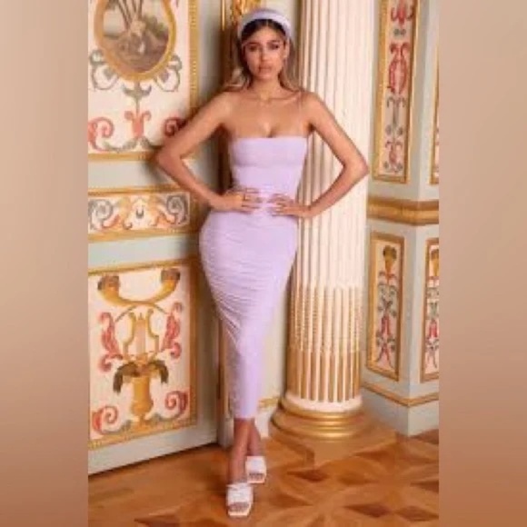 Oh Polly Keep It Simple Ruched Midaxi Dress/Lilac Lavendar, 33913 - Picture 2 of 14